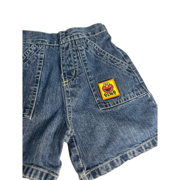 Vintage Sesame-Street Elmo Denim Shorts Toddler 18M Jean Shorts with Elmo Patch - Picture 3 of 7